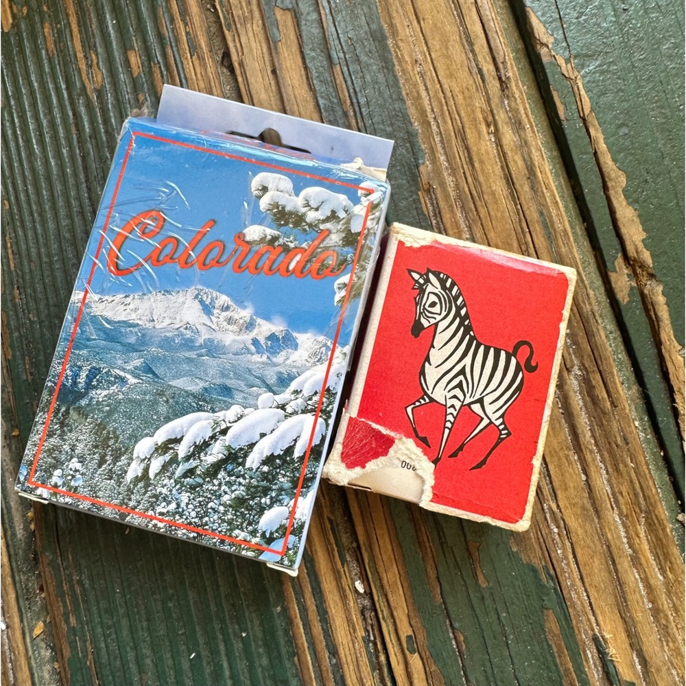 Vintage Colorado Souvenir Playing Cards and Mini Zebra Deck Bundle 2 Decks